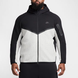 MEN'S NIKE TECH FULL-ZIP HOODIE "BLACK/DK GREY HEATHER/BLACK" HV0949-011