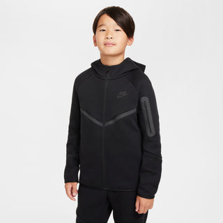 KIDS NIKE TECH FLEECE FULL ZIP-HOODIE "TRIPLE BLACK" HV5867-010
