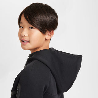 KIDS NIKE TECH FLEECE FULL ZIP-HOODIE "TRIPLE BLACK" HV5867-010