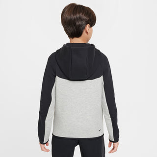 KIDS NIKE TECH FLEECE FULL-ZIP HOODIE "GREY HEATHER/BLACK" HV5867-064