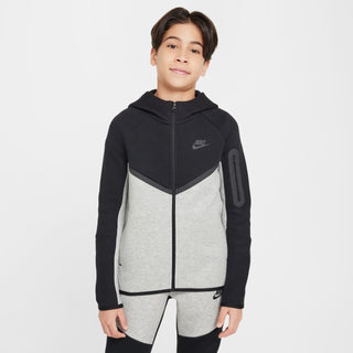 KIDS NIKE TECH FLEECE FULL-ZIP HOODIE "GREY HEATHER/BLACK" HV5867-064