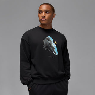 MENS JORDAN BROOKLYN CREWNECK FLEECE SWEATSHIRT "GAMMA BLUE" BLACK IM6301-010