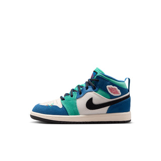 (PS) AIR JORDAN 1 MID SEE CHALK/UNIVERSITY RED-TRUE BLUE IO2056-100