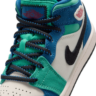 (PS) AIR JORDAN 1 MID SEE CHALK/UNIVERSITY RED-TRUE BLUE IO2056-100