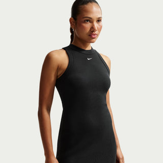 WOMEN'S NIKE SPORTSWEAR CHILL KNIT TIHT RIBBED TANK DRESS BLACK IQ0088-010
