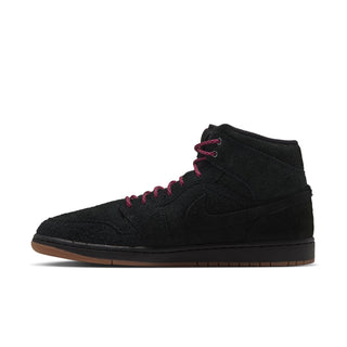 MEN'S AIR JORDAN 1 MID SE "BLACK/TEAM RED-GUM MED BROWN" IQ5491-001