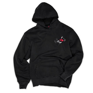 MENS JORDAN BLACK CAT HOODIE "BLACK/UNIVERSITY RED" IW4150-010