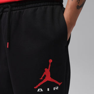 MEN'S AIR JORDAN BROOKLYN OPEN-HEM FLEECE PANTS BLACK/RED IX6210-010