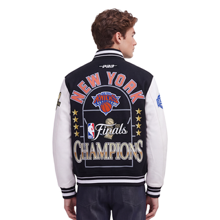 PRO STANDARD NEW YORK KNICKS 2026 NBA CHAMPIONSHIP RIB WOOL VARSITY JACKET BNK6517766-BLW