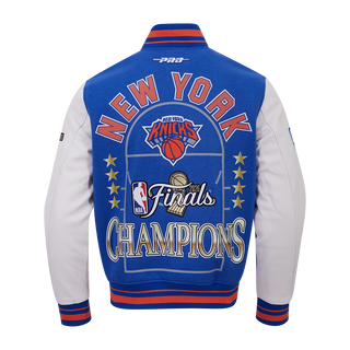 PRO STANDARD NEW YORK KNICKS 2026 NBA CHAMPIONSHIP RIB WOOL VARSITY JACKET BNK6517766-ROR