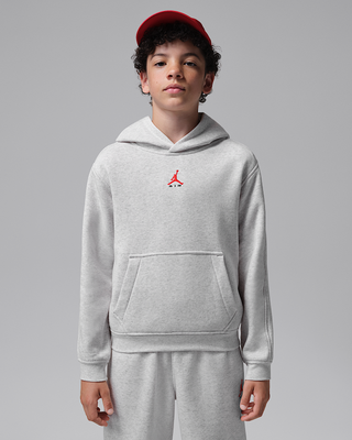 KIDS AIR JORDAN BROOKLYN FLEECE PULLOVER HOODIE 'NEUTRAL GREY' 95G066-GLJ