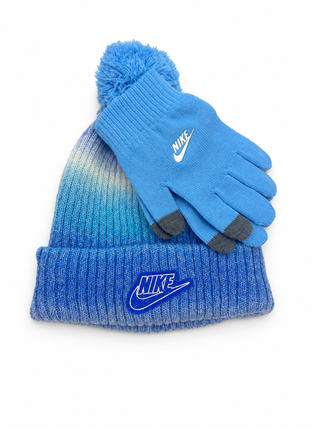 KID'S NIKE FUTURE BEANIE/GLOVE SET CRYSTAL BLUE 4A3178-UNC