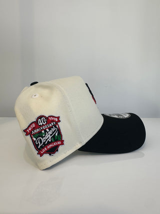 NEW ERA 9FORTY A-FRAME UPSIDE DOWN L.A DODGERS ROSE CREAM/BLACK "40TH ANNIVERSARY" GREY UV