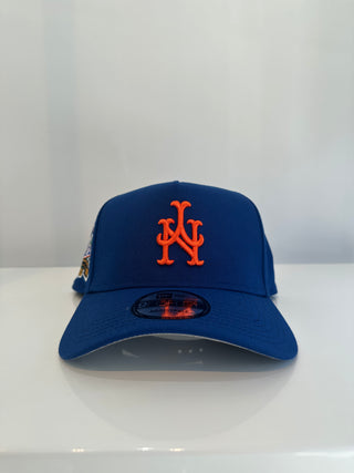 NEW ERA 9FORTY A-FRAME UPSIDE DOWN N.Y METS ROYAL/ORANGE "1962 40TH ANNIVERSARY 2002" PATCH GREY UV