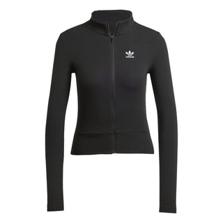WOMEN'S ADIDAS BLACK ESSENTIALS RIBBED FULL-ZIP TRACK TP[ JD5905