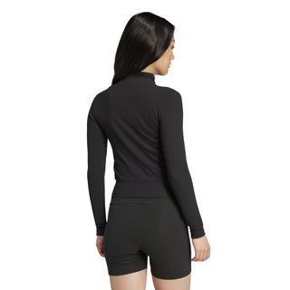 WOMEN'S ADIDAS BLACK ESSENTIALS RIBBED FULL-ZIP TRACK TP[ JD5905