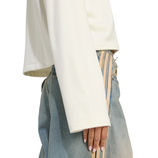 WOMEN'S ADIDAS WHITE ESSENTIALS WINTERIZED WIDE RIB LONGSLEEVE JV7456