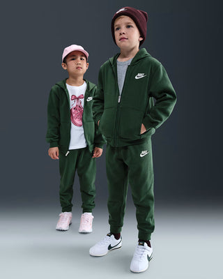 KIDS NIKE FULL ZIP CLUB FLEECE SET 'FIR' 86L445-F1J