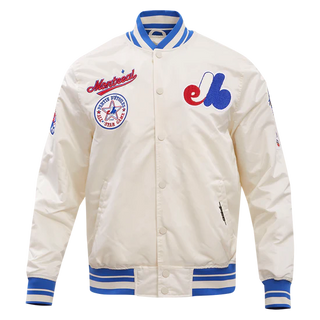 PRO STANDARD MONTREAL EXPOS RETRO CLASSIC RIB SATIN JACKET "EGGSHELL/ROYAL BLUE" LME635546-ERB