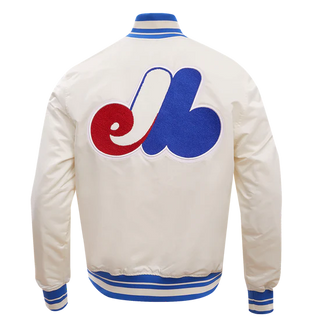 PRO STANDARD MONTREAL EXPOS RETRO CLASSIC RIB SATIN JACKET "EGGSHELL/ROYAL BLUE" LME635546-ERB
