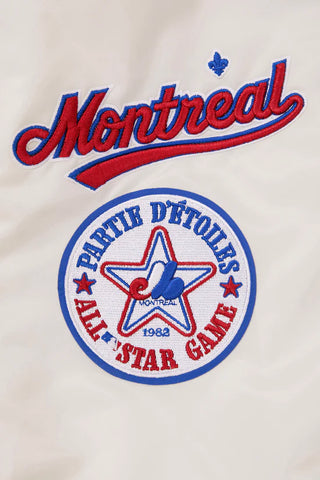 PRO STANDARD MONTREAL EXPOS RETRO CLASSIC RIB SATIN JACKET "EGGSHELL/ROYAL BLUE" LME635546-ERB