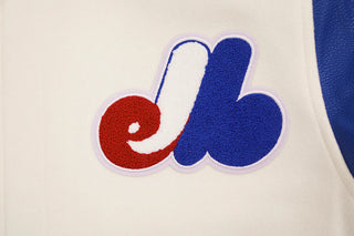 PRO STANDARD MONTREAL EXPOS RETRO CLASSIC RIB WOOL VARSITY JACKET "EGGSHELL/ROYAL BLUE" LME635547-ERB