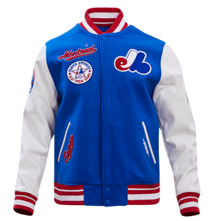 PRO STANDARD MONTREAL EXPOS RETRO CLASSIC RIB WOOL VARSITY JACKET "ROYAL BLUE/RED" LME635547-RYR