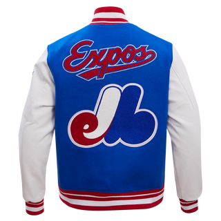 PRO STANDARD MONTREAL EXPOS RETRO CLASSIC RIB WOOL VARSITY JACKET "ROYAL BLUE/RED" LME635547-RYR