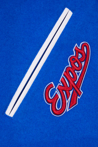 PRO STANDARD MONTREAL EXPOS RETRO CLASSIC RIB WOOL VARSITY JACKET "ROYAL BLUE/RED" LME635547-RYR