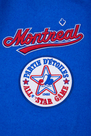 PRO STANDARD MONTREAL EXPOS RETRO CLASSIC RIB WOOL VARSITY JACKET "ROYAL BLUE/RED" LME635547-RYR