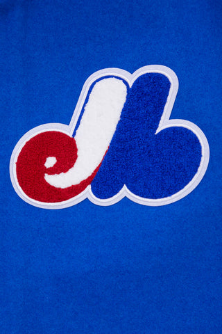 PRO STANDARD MONTREAL EXPOS RETRO CLASSIC RIB WOOL VARSITY JACKET "ROYAL BLUE/RED" LME635547-RYR