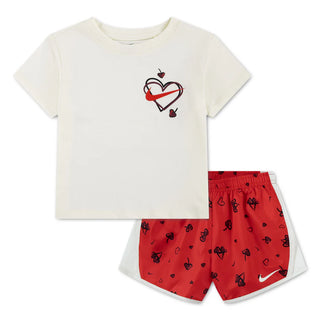NIKE GIRLS CHERRY NK AOP TEMPO SET 'UNIVERSITY RED' 36N746-U10
