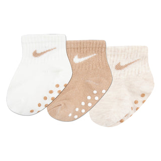 NIKE KIDS NO-SLIP SOCKS 12-24M 'PALE IVORY HEATHER' NN0053-W67