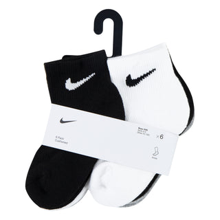 NIKE KIDS ANKLE SOCKS 6PACK 'WHITE/DARK GREY'  RN0372-W2F