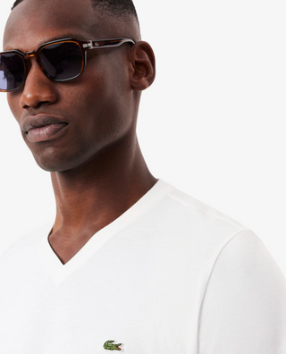 T-shirt col V en coton pima pour homme LACOSTE TH6710-52 001