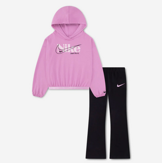 GIRL'S NIKE HOODED RUCHED SET 'MYSTIC PINK/BLACK' 36N686-023