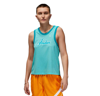 WOMEN'S JORDAN BLEACHED AQUA/WHITE SCRIPT JERSEY DZ3369-464