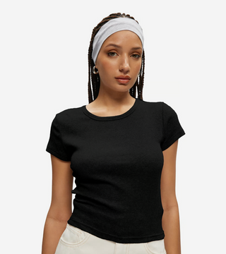 Kuwalla Women's Black Essential Rib Tee WKUL-0124-ERT606