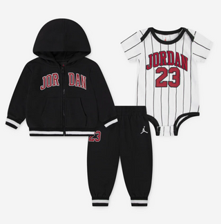 KIDS AIR JORDAN 23 JERSEY SET 3-PIECE BLACK/WHITE 65F182-023