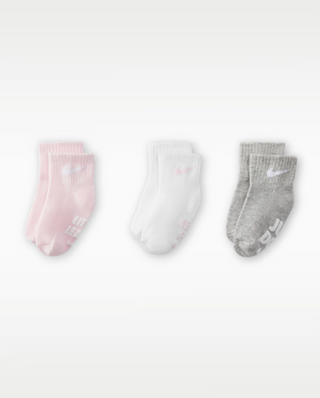 KID'S NIKE FUTURE SWOOSH GRIP SOCK PINK/WHT/GRY 3-PACK UN1004-A9Y