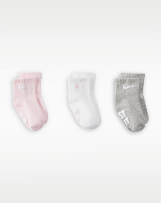 KID'S NIKE FUTURE SWOOSH GRIP SOCK PINK/WHT/GRY 3-PACK UN1004-A9Y