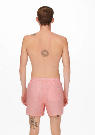 Short de bain en seersucker rayé ONLY & SONS Porcelain Rose 22021841