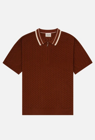 Kuwalla knit zip polo unisex "Rust Brown" ukul-0125-kzp712