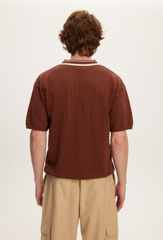 Kuwalla knit zip polo unisex "Rust Brown" ukul-0125-kzp712