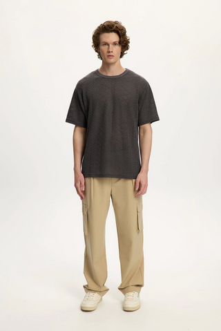 T-shirt en jersey au crochet en charbon KUL-0125-MRT607