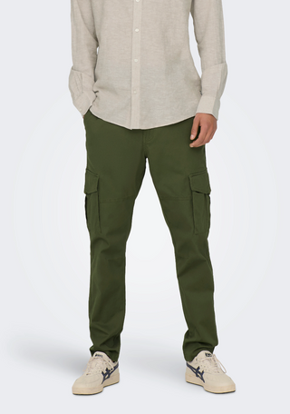 ONLY & SONS ONSDEAN TAPARED FIT CARGO PANTS "LICHEN GREEN" 22025431