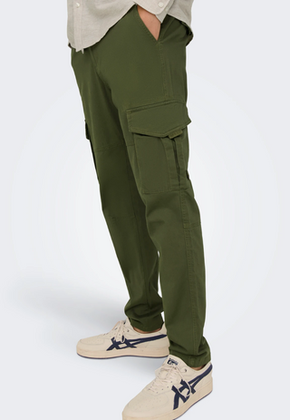 ONLY & SONS ONSDEAN TAPARED FIT CARGO PANTS "LICHEN GREEN" 22025431