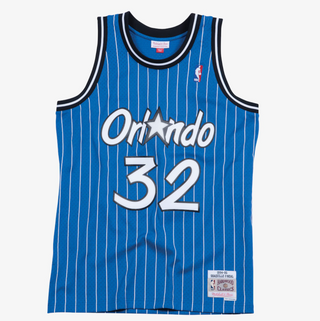 MITCHELL & NESS SHAQUILLE O'NEAL ORLANDO MAGIC 1994-95 BLUE PIN STRIPE SWINGMAN JERSEY