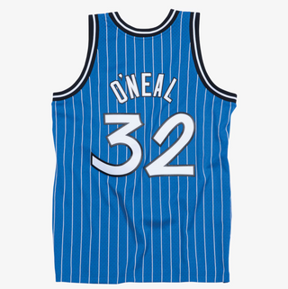 MITCHELL & NESS SHAQUILLE O'NEAL ORLANDO MAGIC 1994-95 BLUE PIN STRIPE SWINGMAN JERSEY