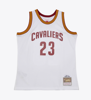 MITCHELL & NESS LEBRON JAMES CLEVELAND CAVALIERS 2015-16 WHITE SWINGMAN JERSEY